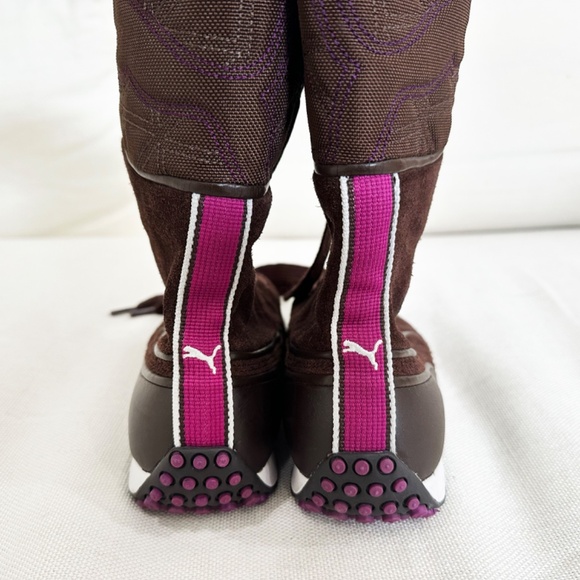 Puma 2000s Vintage Fleece Lined Suede Sneaker Winter Knee Boots Y2K - Picture 5 of 9